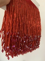 1 yard red heavy bead tassel ribbon fringe trim for dance costume couture dressgreen pink blue gold black
