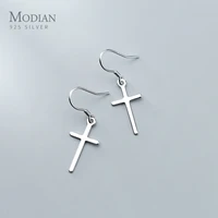 modian classic 925 sterling silver fashion simple cross drop hook earring for women dangle earring fine jewelry 2020 design