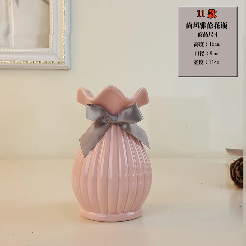 S Pink Современная Европейская модная керамическая ваза для цветов, украшение для дома, маленькие керамические вазы, свадебное украшение для дома, настольная ваза ручной работы - Цвет: S Pink