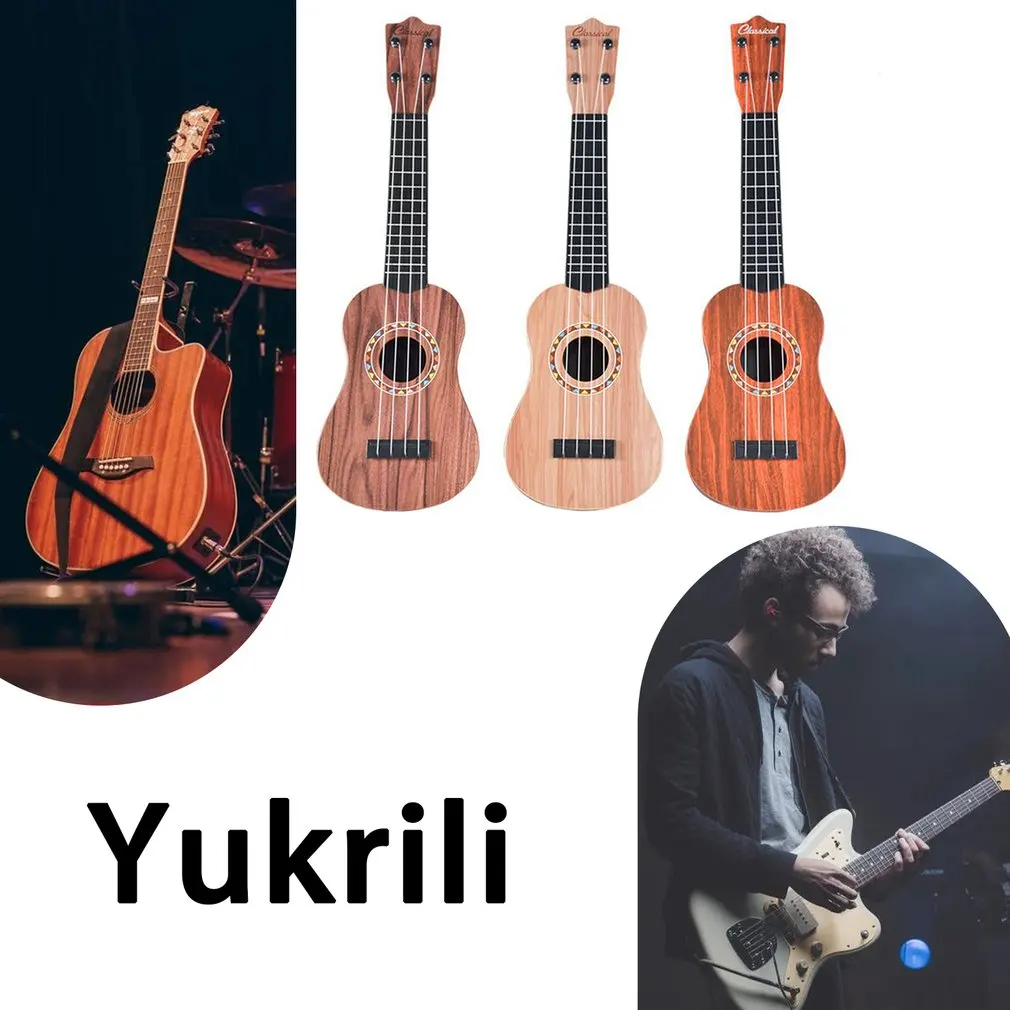 Укулеле 21 дюйм Имитация древесины 4 струны Uke Bass струнный музыкальный инструмент