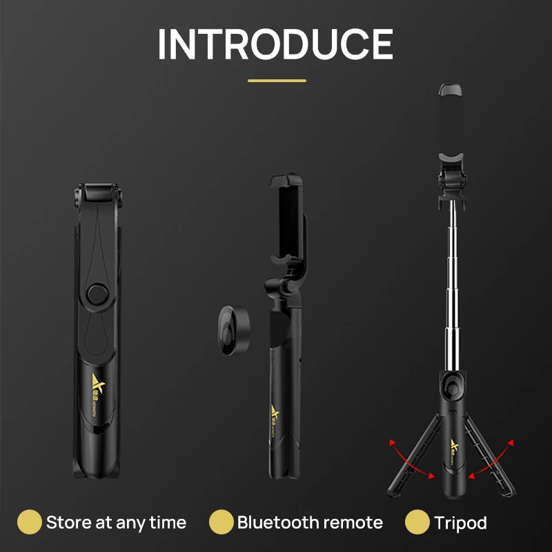 KINDLOV Selfie Stick Bluetooth Tripod Universal Horizontal And Vertical LED Mobile Phone Bracket Photograph | Электроника
