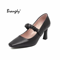 brangdy spring autumn women pumps shoes high heels round toe mary janes elegant black shoes women platform comfortable pumps