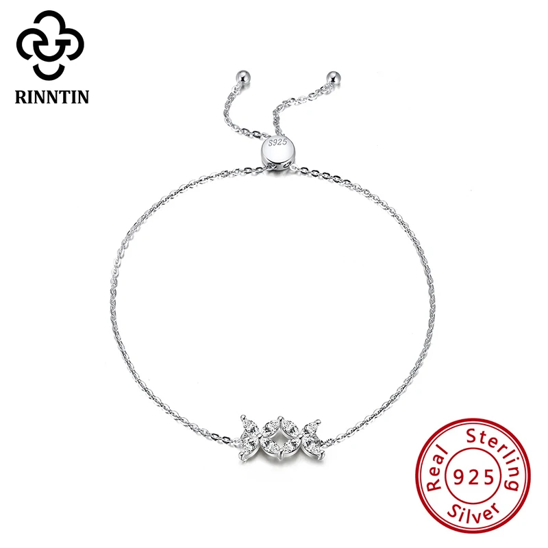 

Rinntin Genuine 925 Sterling Silver Bracelet Double Butterflys Design With AAAA Zircon Trendy Jewelry For Gilrs Gift TSB80