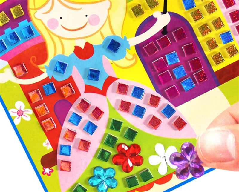 3D Мозаика из пены липкие кристаллы искусство принцесса и бабочки наклейка игра