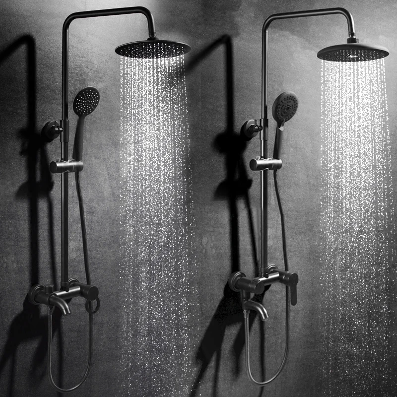 2 вида смесителей для душа черный латунный настенный смеситель ванны 8 дюймов