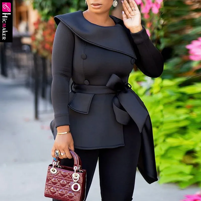 Женская офисная блузка асимметричного дизайна с аквалангом Элегантная черными