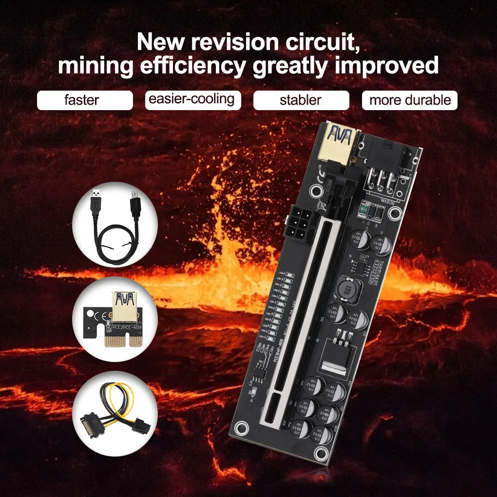 

Новинка 1-10 шт. PCIE Riser 011 V011 Pro PCI-E PCI E Express Card GPU 1X к X16 6pin адаптер кабель Riser для видеокарты супер тип