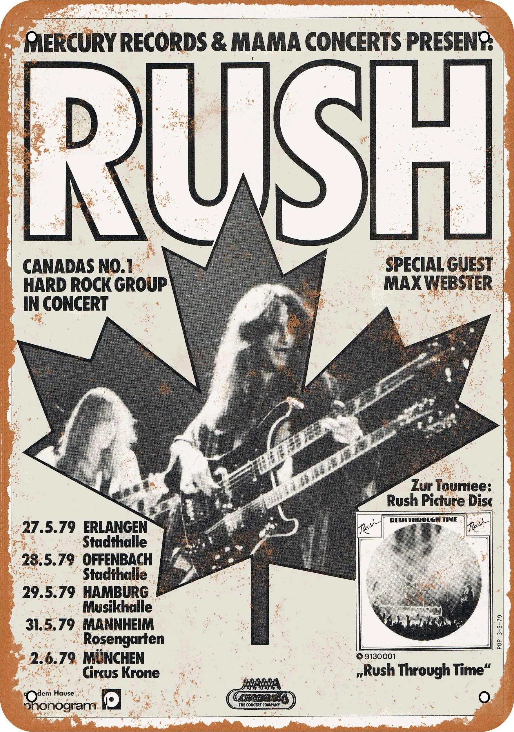 

SLALL 1979 Rush in Germany Retro Street Sign Household Metal Tin Sign Bar Cafe Car Motorcycle Garage Decoration