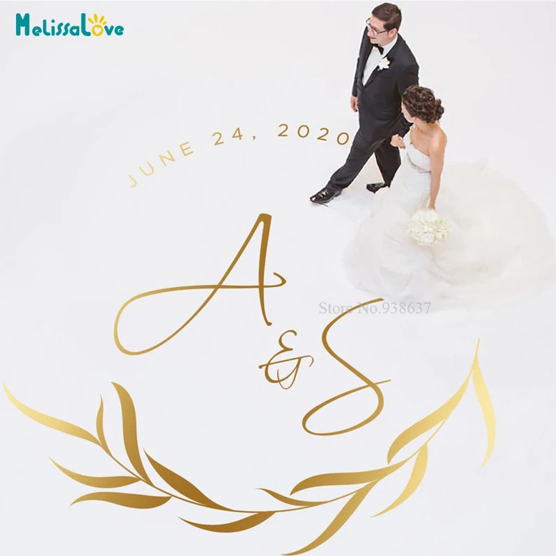 Custom Initial And Date Wedding Dance Floor wall sticker Vinyl Decal room Decoration Removable Poster BA861 | Дом и сад