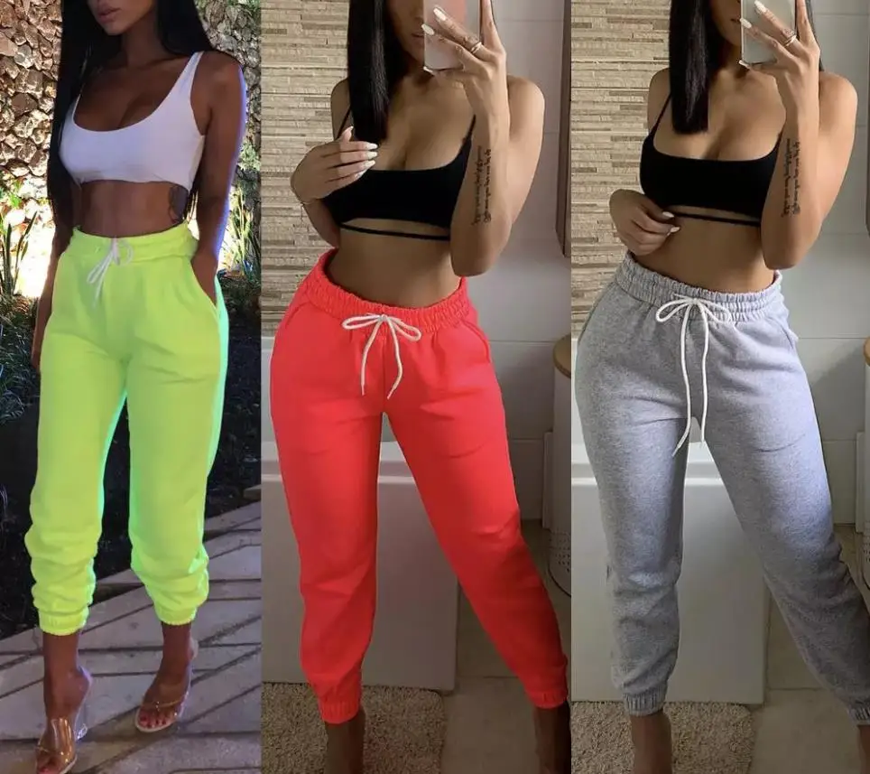 Брюки женские с завышенной талией модные повседневные облегающие шаровары