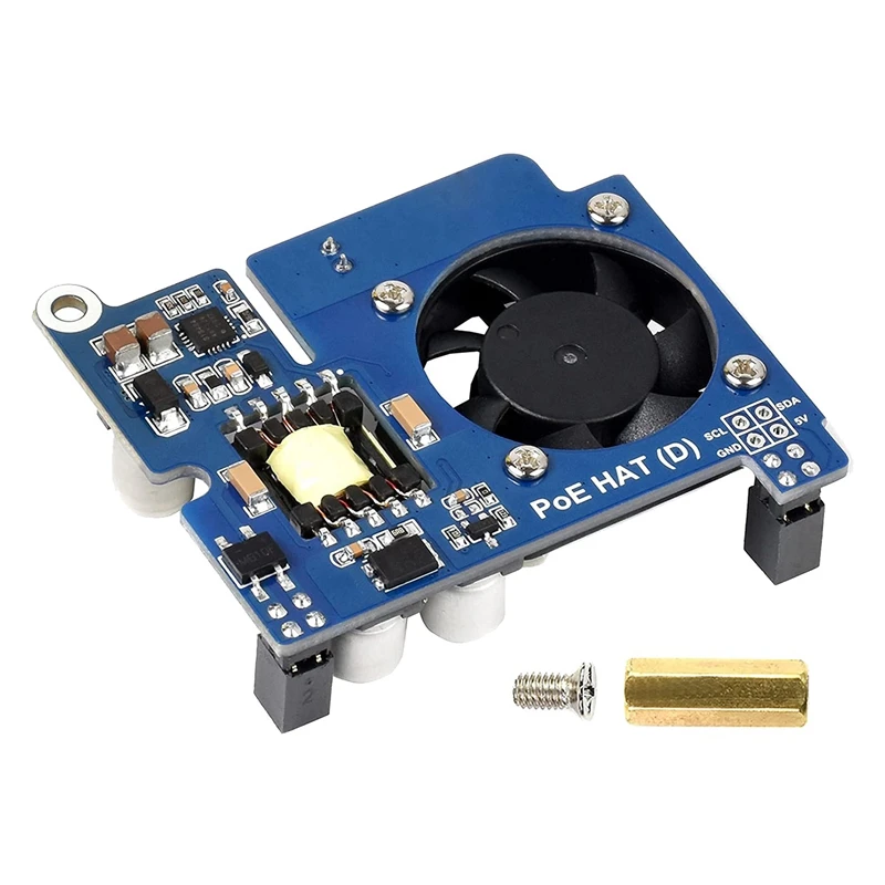 

Power Over Ethernet HAT (D) For Raspberry Pi 4B/3B+, Poe HAT With Cooling Fan,Compatible With For Raspberry Pi 4B/3B+
