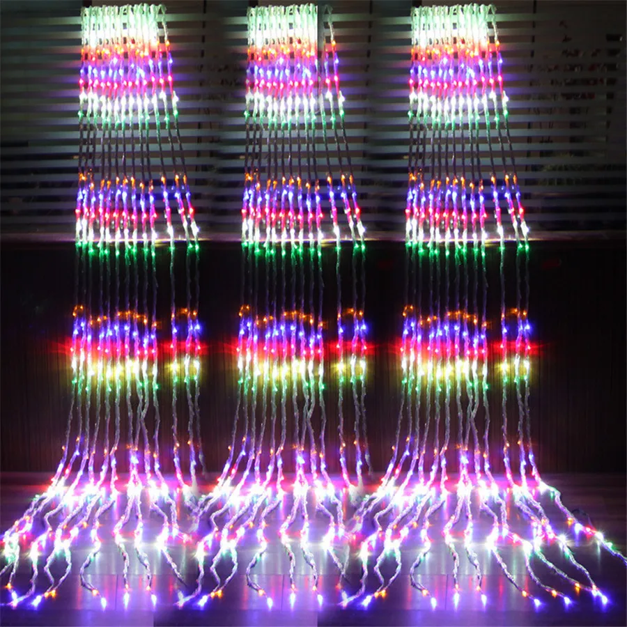 

3x3M 320 LED Meteor Shower Rain Light Waterfall Fairy Curtain Lights Window Curtain Icicle Light Christmas Wedding Garland Light