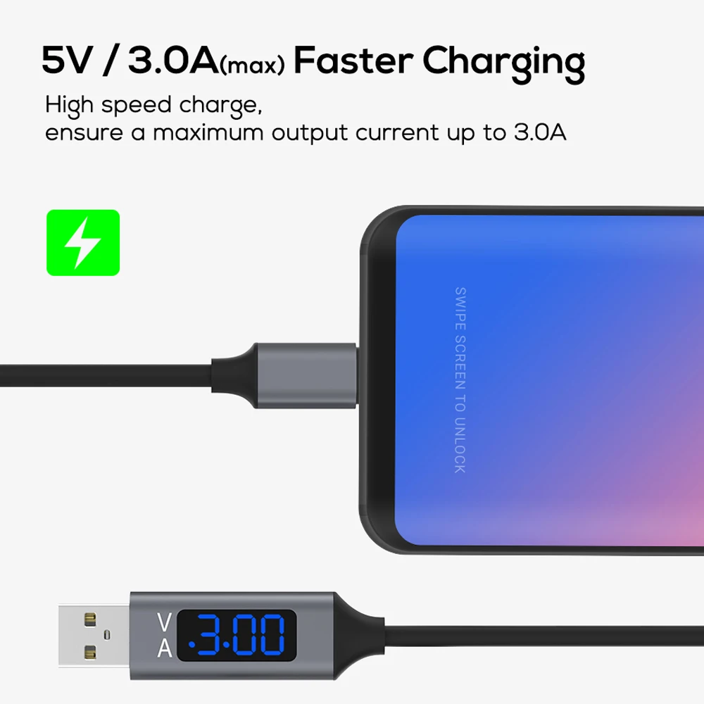 D-Line2 Быстрая зарядка USB 3,0 usb type C кабель напряжение и ток дисплей синхронизации данных USB-C кабель для Xiaomi A1 samsung S9 huawei