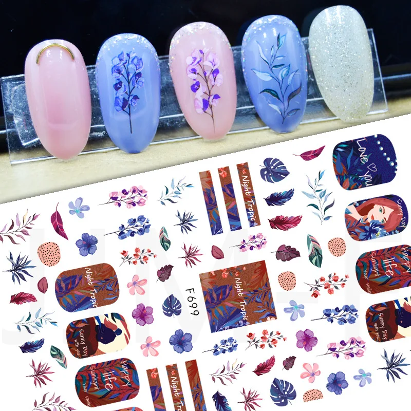

Qsezeny Fallling Leaves Nail Sticker Leaves Flower Art Design Nail Decoration Autumn Leaf Floral Pattern DIY Nail Decals