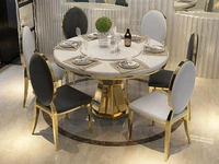 Marble dining table and chair combination modern simple small household household light luxury stainless steel marble dining tab