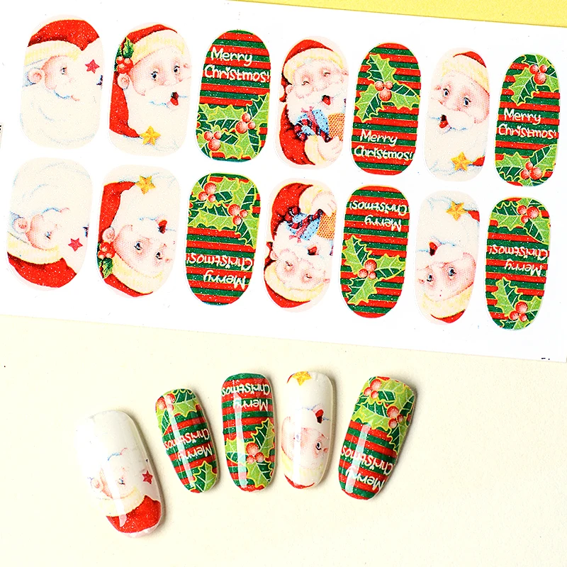 3D Christmas Theme Style Nail Art Stickers Snowflake Star Santa Claus Snowman PatternDIY Decoration Sticker Manicure | Красота и