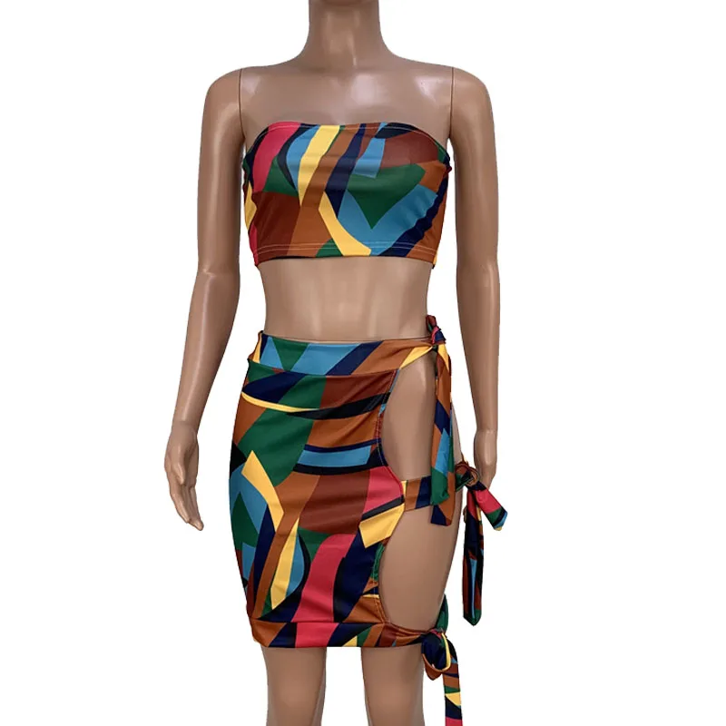 Клубные пикантные комплект из двух предметов для женщин с принтом Топ и