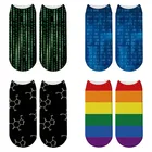 Новые носки Харадзюку С 3D принтом хакеров, женские кавайные радужные хлопковые носки, Уравнительные узоры, женские милые забавные носки до щиколотки