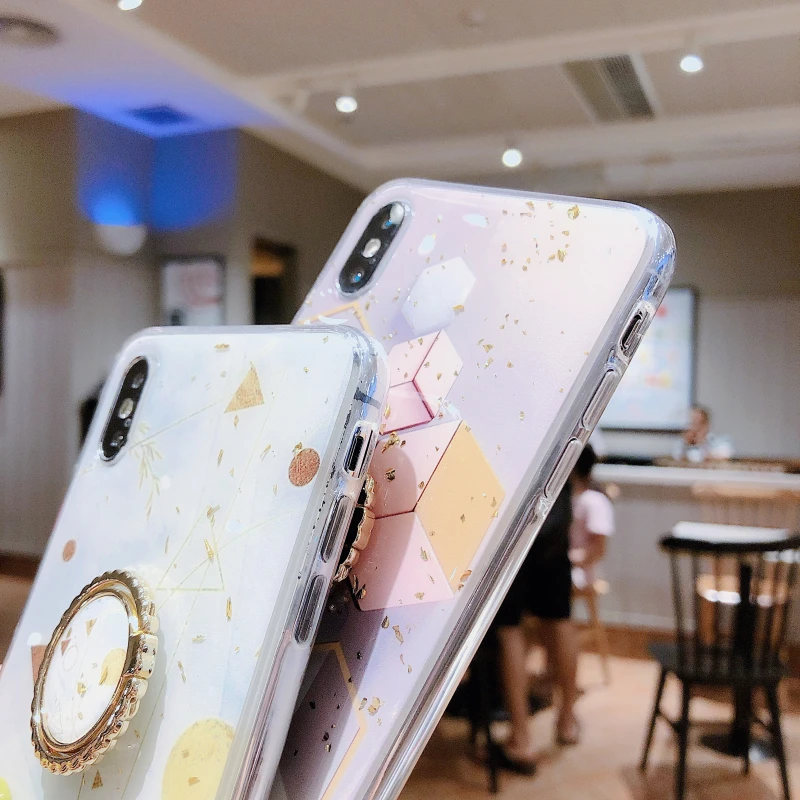 Чехол для телефона Samsung Note 10 S9 S10 Plus с геометрическим золотым порошковым кольцом