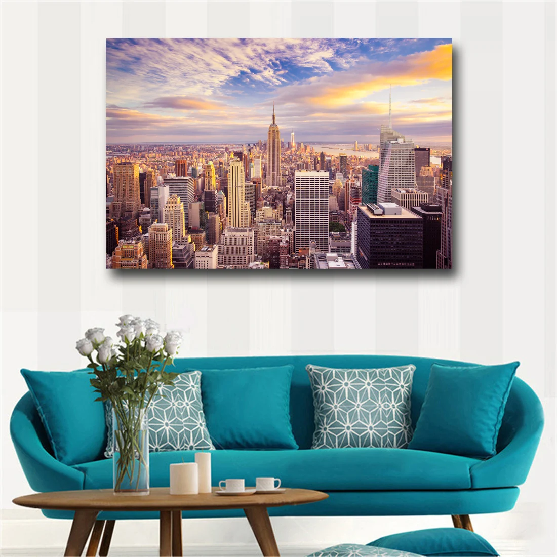 Картина на холсте мост городской пейзаж ночная сцена закат Нью Йорк Токийская