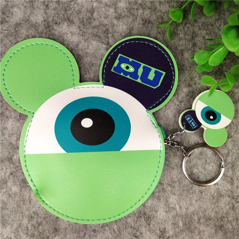 

Disney New Color Printed PU Leather Ladies Coin Purse Cartoon Image Mickey Pink Wallet Cute Keychain Hanging Accessories