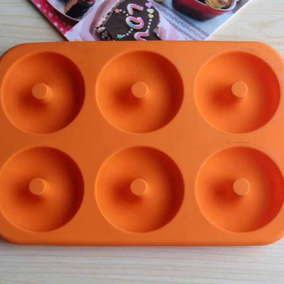 

6 Colors Silicone Donut Mold Silicone Cake Mold Making Cake Snacks Non-toxic Round Orange Rose red Dark purple