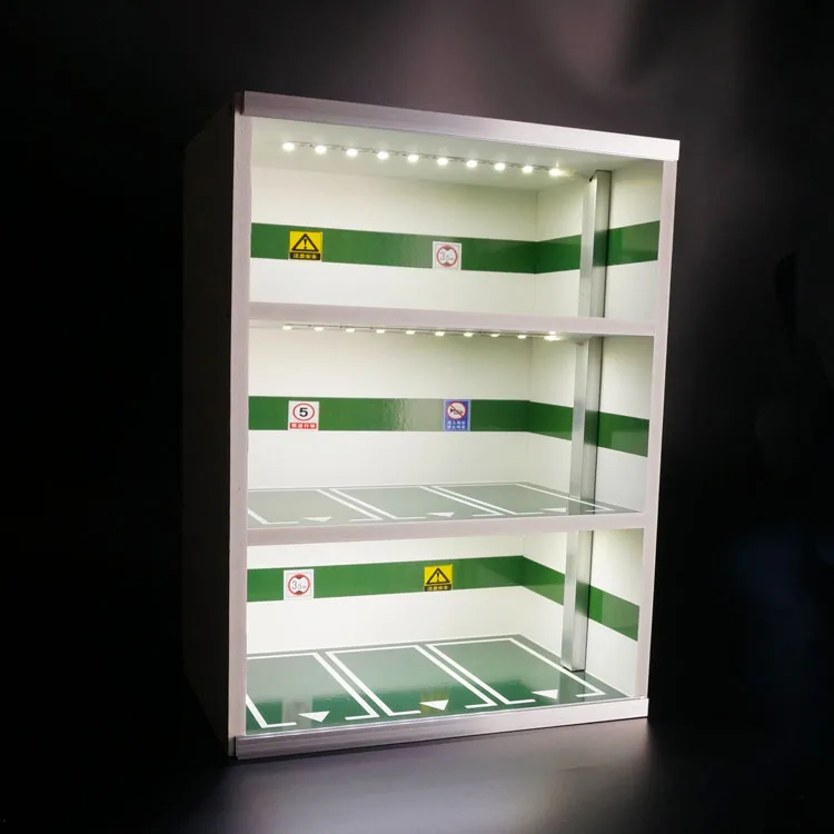 Подземная стоянка в масштабе 1:43 3-х уровневый шкаф для гаража демонстрационный