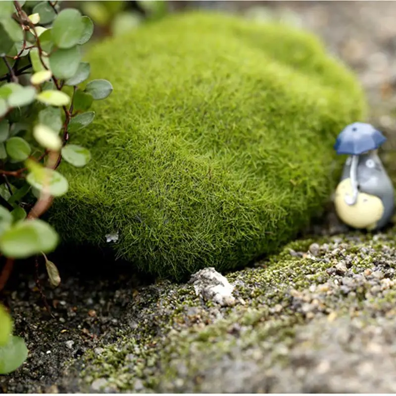 Искусственные моховые камни декоративные покрытые зеленым Мохом микропейзаж