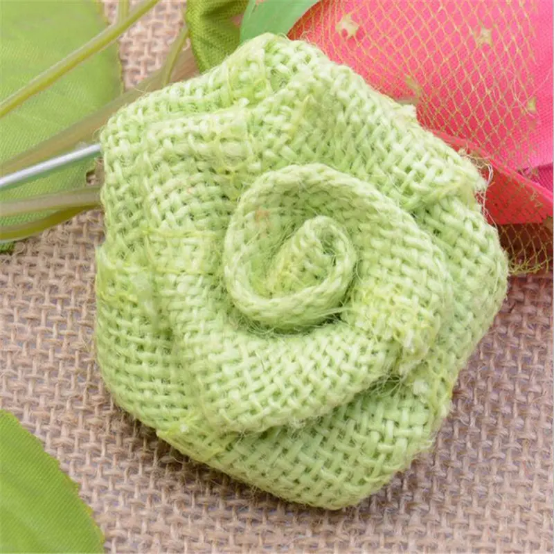 1 шт. в стиле ретро многоцветные декорированном мешковиной горшке роза цветы