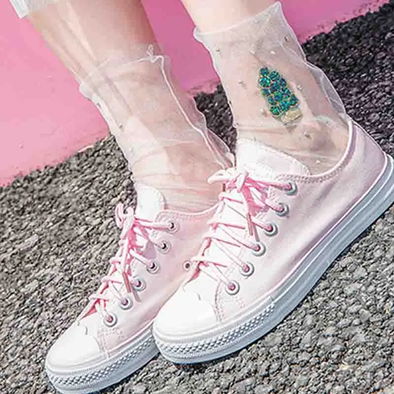 Женские сетчатые носки тонкие прозрачные с блестками Длинные забавные со