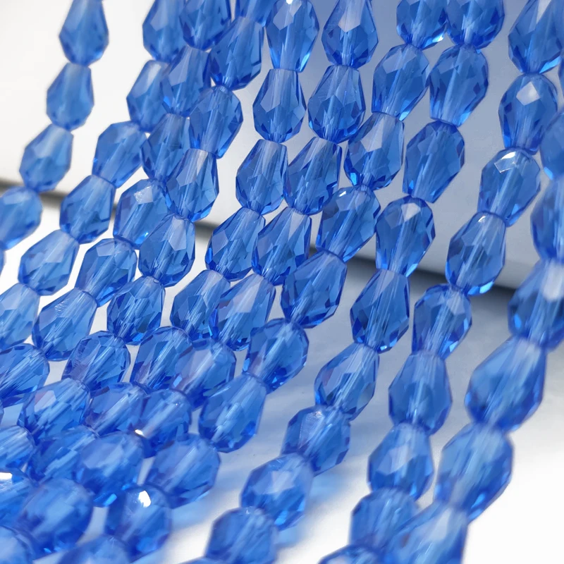 Waterdrop Faceted Austria Blue Crystal Beads Teardrop Glass Loose Spacer Beads for Jewelry Making 3x5 5x7 8x11mm DIY Bracelet