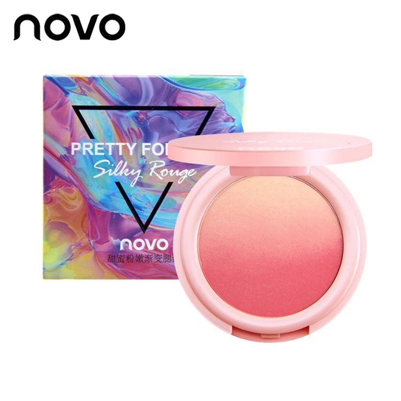 NOVO 4 цвета Пудра для лица Румяна Макияж запеченная долговечная палитра