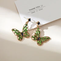 hot sale fashion butterfly pendant earrings for women accessories wedding jewelry girl gift cute rhinestones zircon earrings