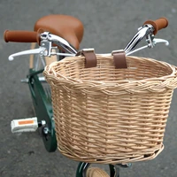 bike basket wicker front handlebar bicycle basket adjustable detachable woven basket for cycling bicycle accessories