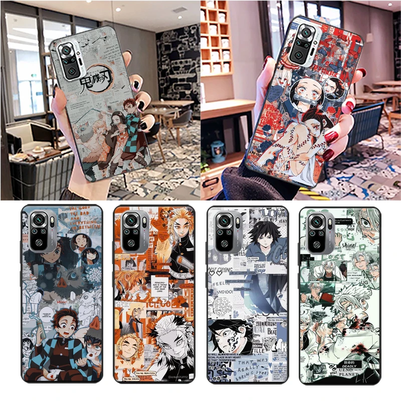 

Kimetsu No Yaiba Anime Demon Slayer Phone Case For Xiaomi Redmi 10X Pro Note 10T 10S 10 Pro MAX 4G 5G Soft TPU Coque Back Cover