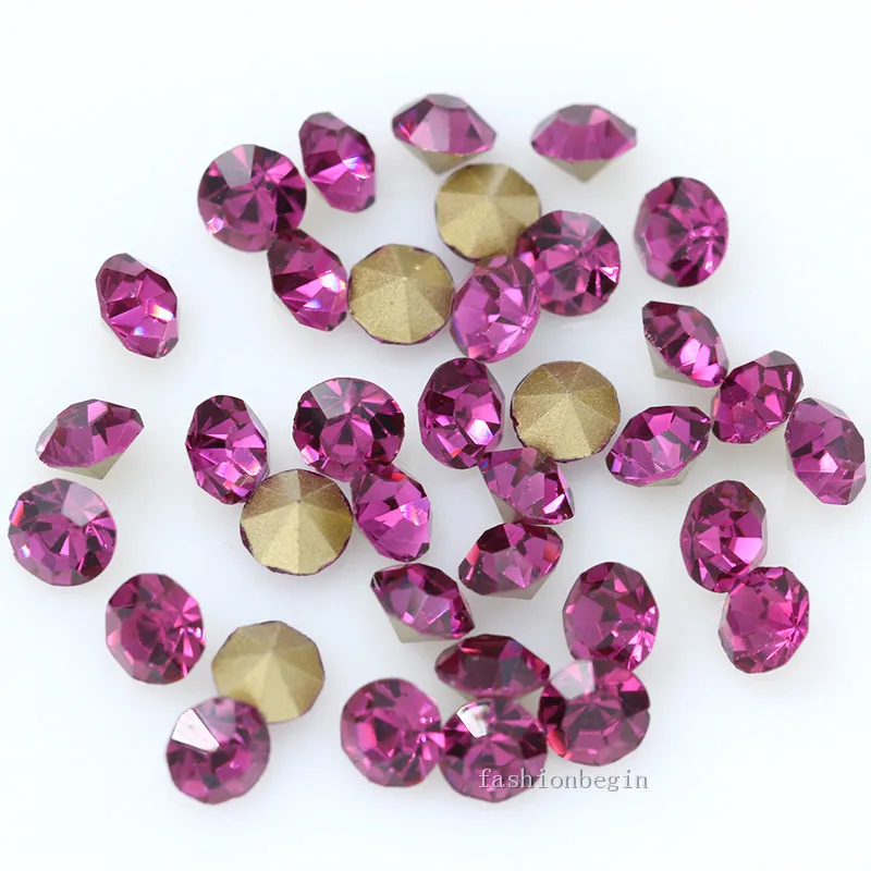 fuchsia 720/36p ss22 круглый цвет с заостренным фольгированным дном Задняя стеклянная Стразы шатоны камень Чешский кристалл дизайн ногтей Стразы для изготовления ювелирных изделий - Цвет: fuchsia