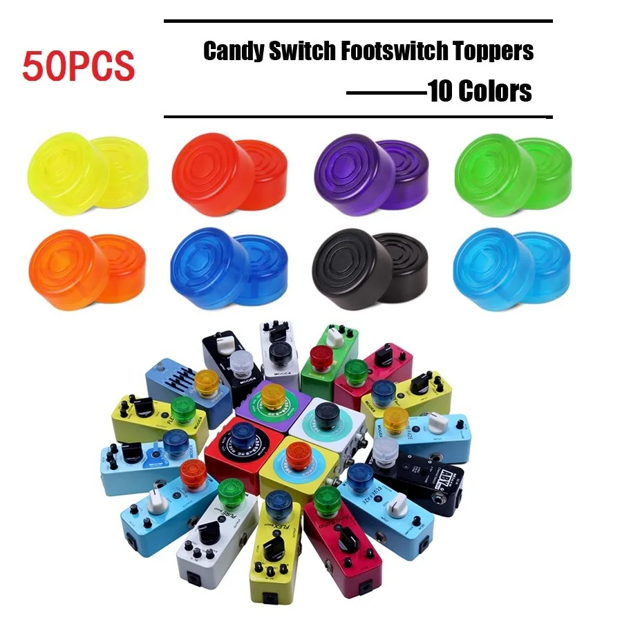 50pcs Multi Color Candy Cover Cap Footswitch Topper Colorful Plastic Bumpers For Guitar Effect Pedal