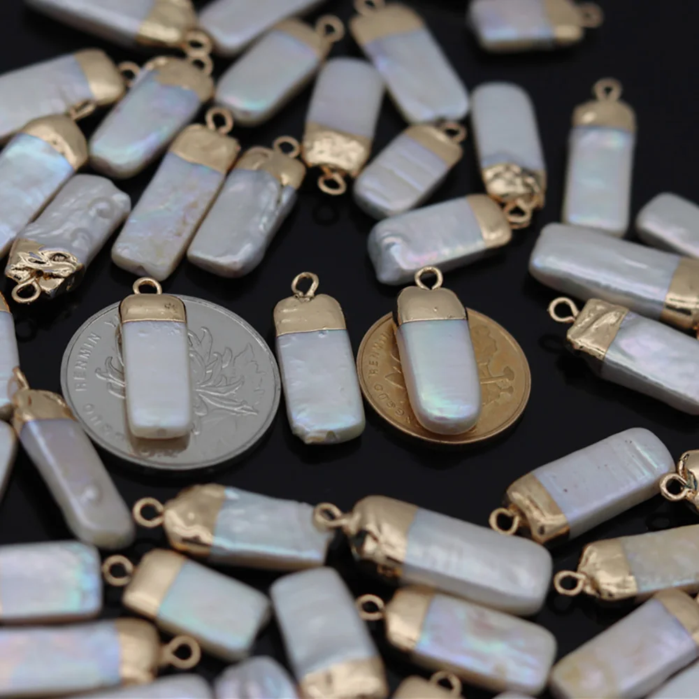 

Подвески с натуральным пресноводным жемчугом, прямоугольные кулоны для изготовления ювелирных изделий «сделай сам», ожерелье, браслет, сер...