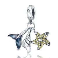 100 925 sterling silver charms three piece set of starfish and conch charms fit original pandora beads bracelet silver jewelry