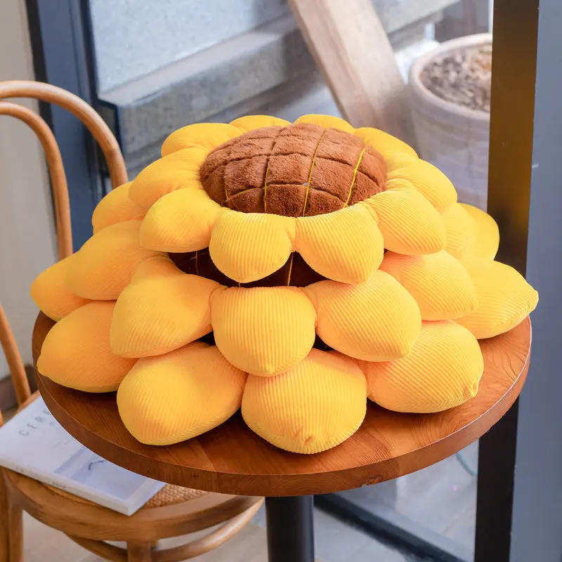 

New Soft Cute Sunflower Lovely Accent Plush Pillow Girl's Gift Bedroom Home Car Decoration Stuffed Flower Cushion