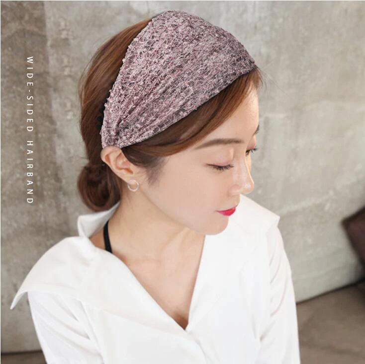 

Asian Broad side hairband Woman to cover hoops of white hair headdress Japan South Korea Fashion sweet female Hair hoop
