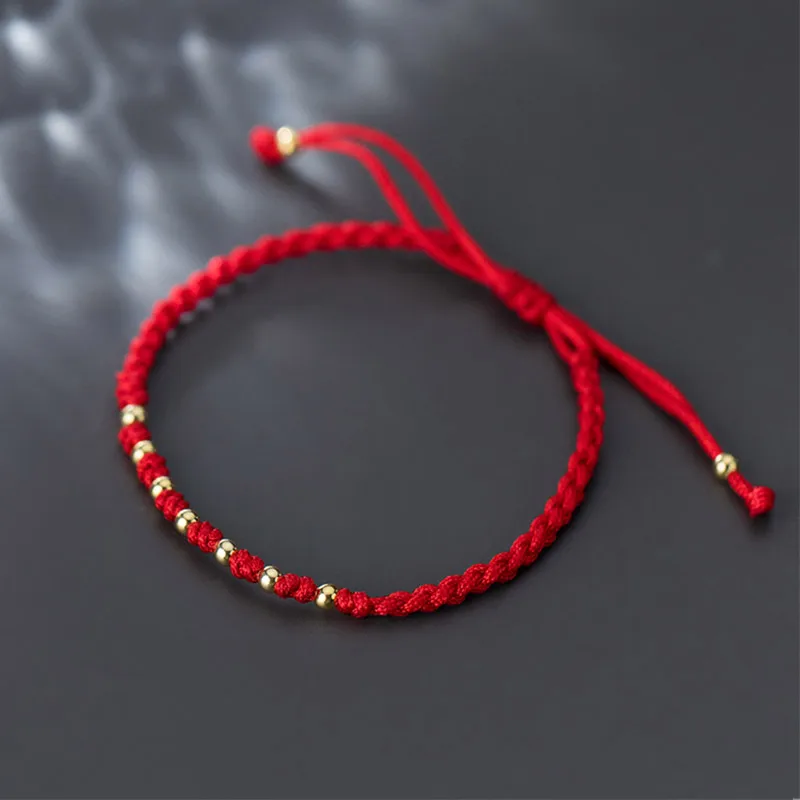 Женский плетеный браслет ручной работы на удачу с красной нитью модные ювелирные
