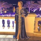 Марокканские Caftan Abendkleider мусульманские Вечерние платья 2021 A-силуэт бархатные кружевные с длинным рукавом строгие юбки для вечеринки