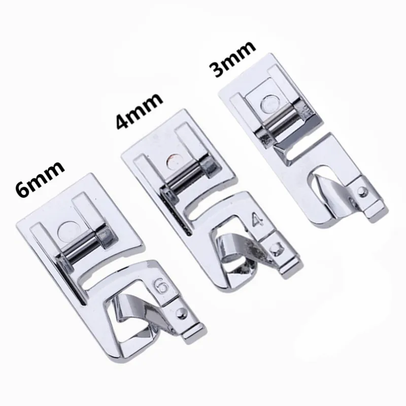 1Pc Hot Sale 3MM/4MM/6MM Rolled Hem Foot Presser Foot For Brother Janome Sewing Machine Domestic Sewing Accessories 5BB5984
