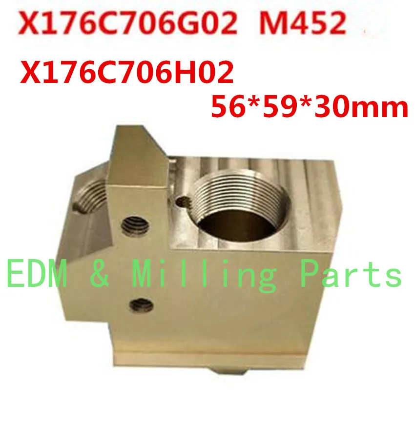 

EDM Wire Cut M452 Upper J Head Copper Seat X176C706H02 X176C706G02 56*59*30mm For CNC F1/G/H/H1/HA/C Machine Service