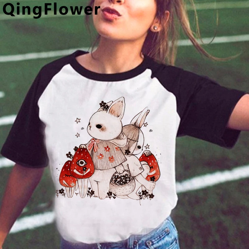 Mushroom clothes women aesthetic casual streetwear 2021 couple t-shirt white t shirt | Женская одежда
