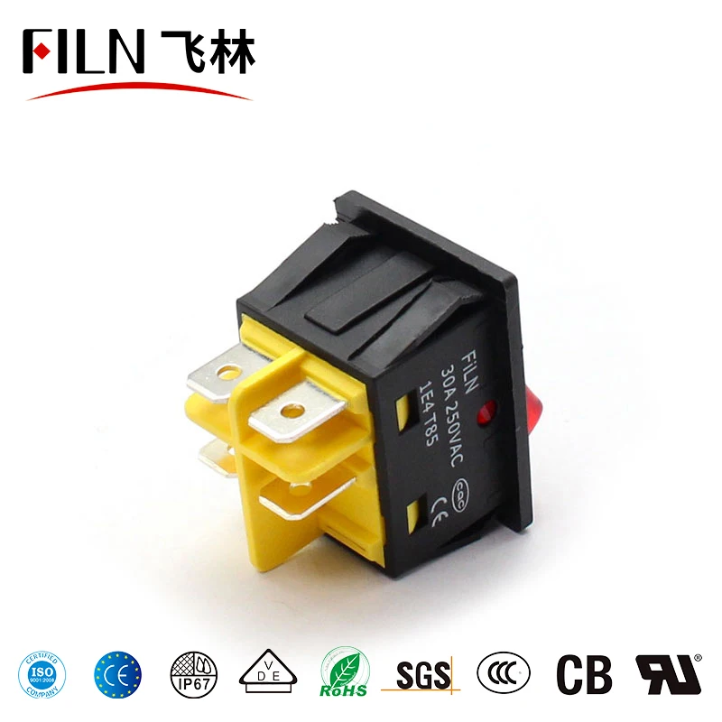 Фото FILN ON-OFF 30 А/12 в 30 А/250 В Сверхмощный 4 контакта не водонепроницаемый T85 1E4 кулисный переключатель для крепления панели с лампой №3