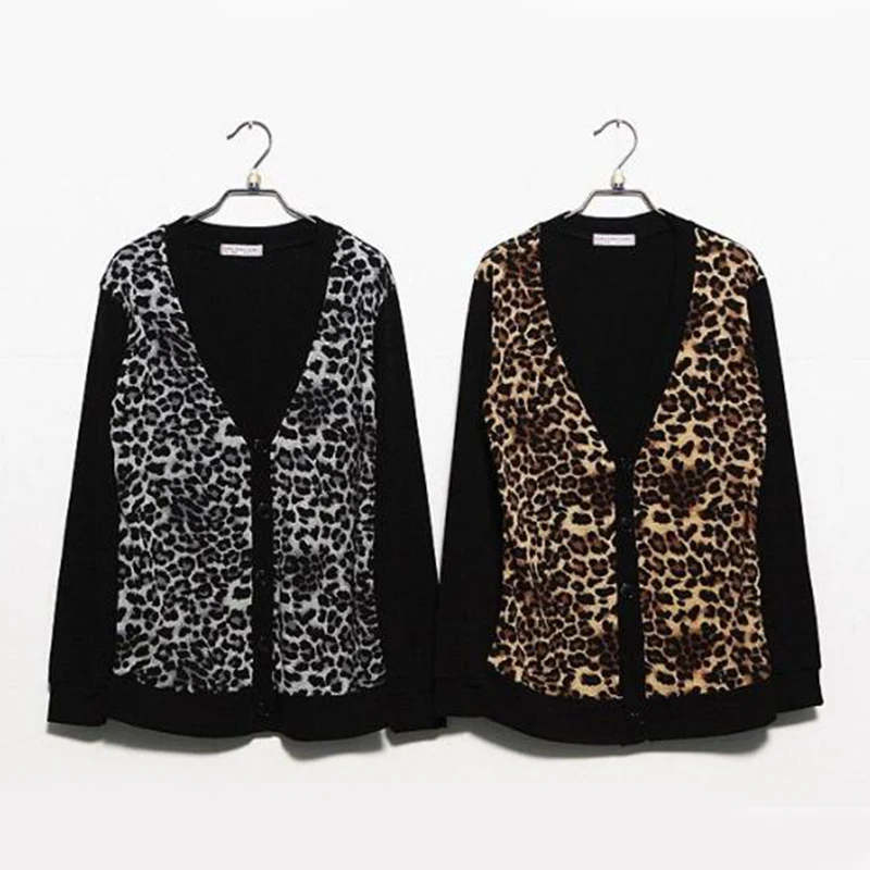 Мужская леопардовая футболка с длинным рукавом кардиган рубашка большого