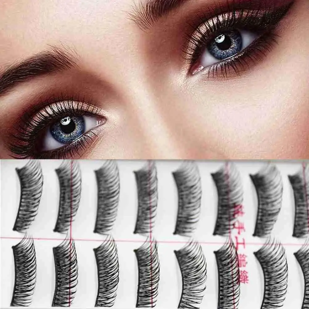 

10pair Natural Eyelashes Man-made Fiber False Eyelashes For Girl A604 Tools Thick Fake Makeup Eyebrow Fluff Soft Long E5k8