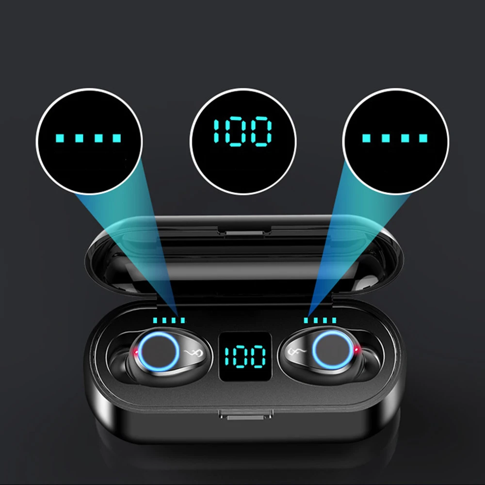 F9 беспроводные наушники TWS Hi-Fi стерео музыка Bluetooth 5 0 светодиодный дисплей